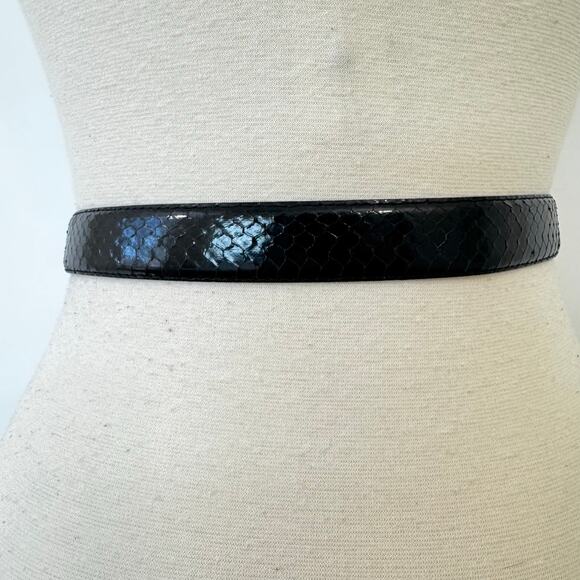 Honors Vintage Genuine Snake Skin Waist Belt Black M/L - Picture 3 of 9